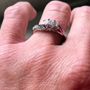 3 diamond, white gold promise ring